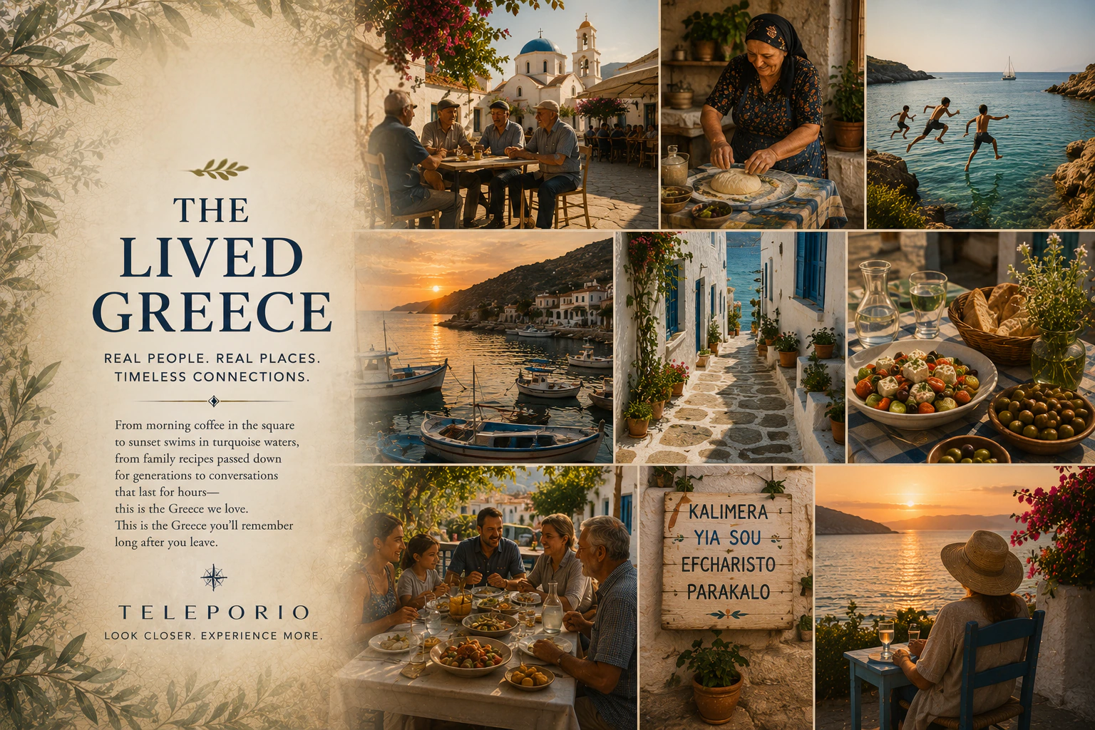 Original Teleporio editorial artwork about the people, work, music, faith, and everyday life of Greece